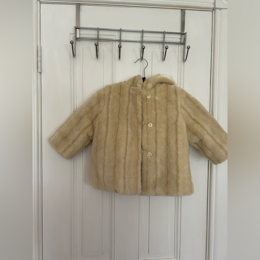 Kids Cream Fur Coat